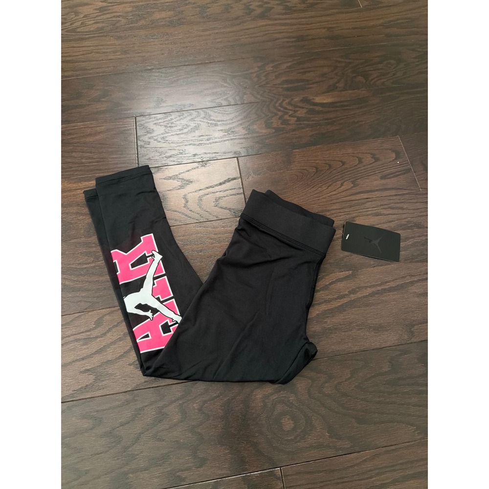 Jordan Girls Air Graphic Leggings Black Pink Jumpman Tights 45B794-023 Size M